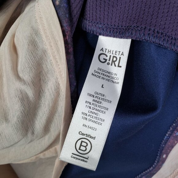 Athleta Girl Team Up Layered Tank L 12 Pink Navy Blue Galaxy Print - Picture 9 of 9
